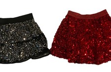 Girl s Super Sparkle Sequence Mini Skirts Black/Silver Size Small Red Size 8 Set