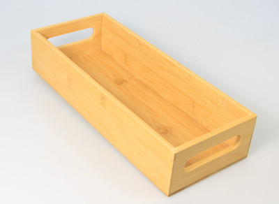 Bambus Open Top Aufbewahrung CD Box Tablett Ordnung Organizer Eimer mit Griff Küchenzeile