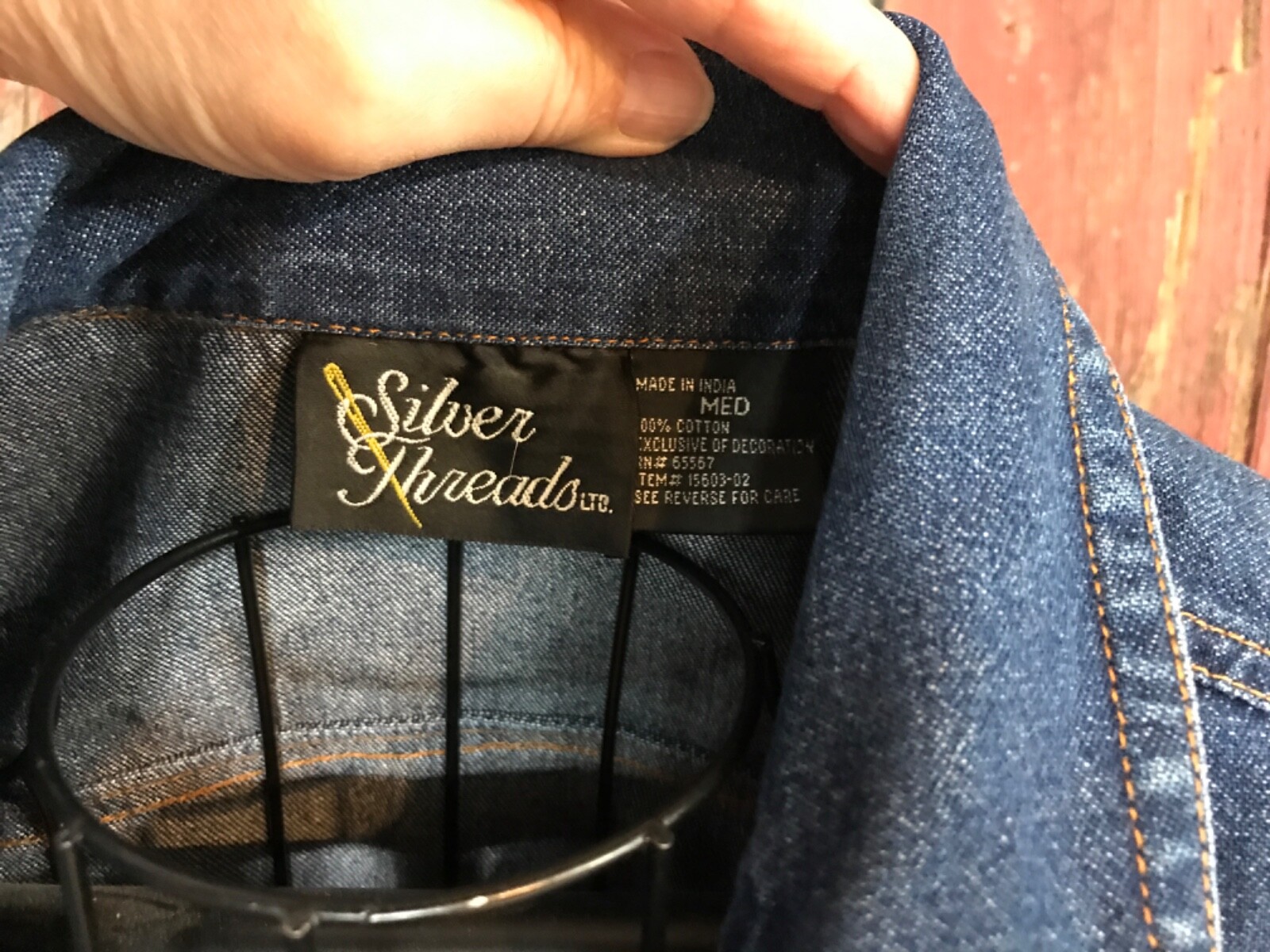 Silver Threads Denim Jean Jacket Embroidered Bird… - image 6