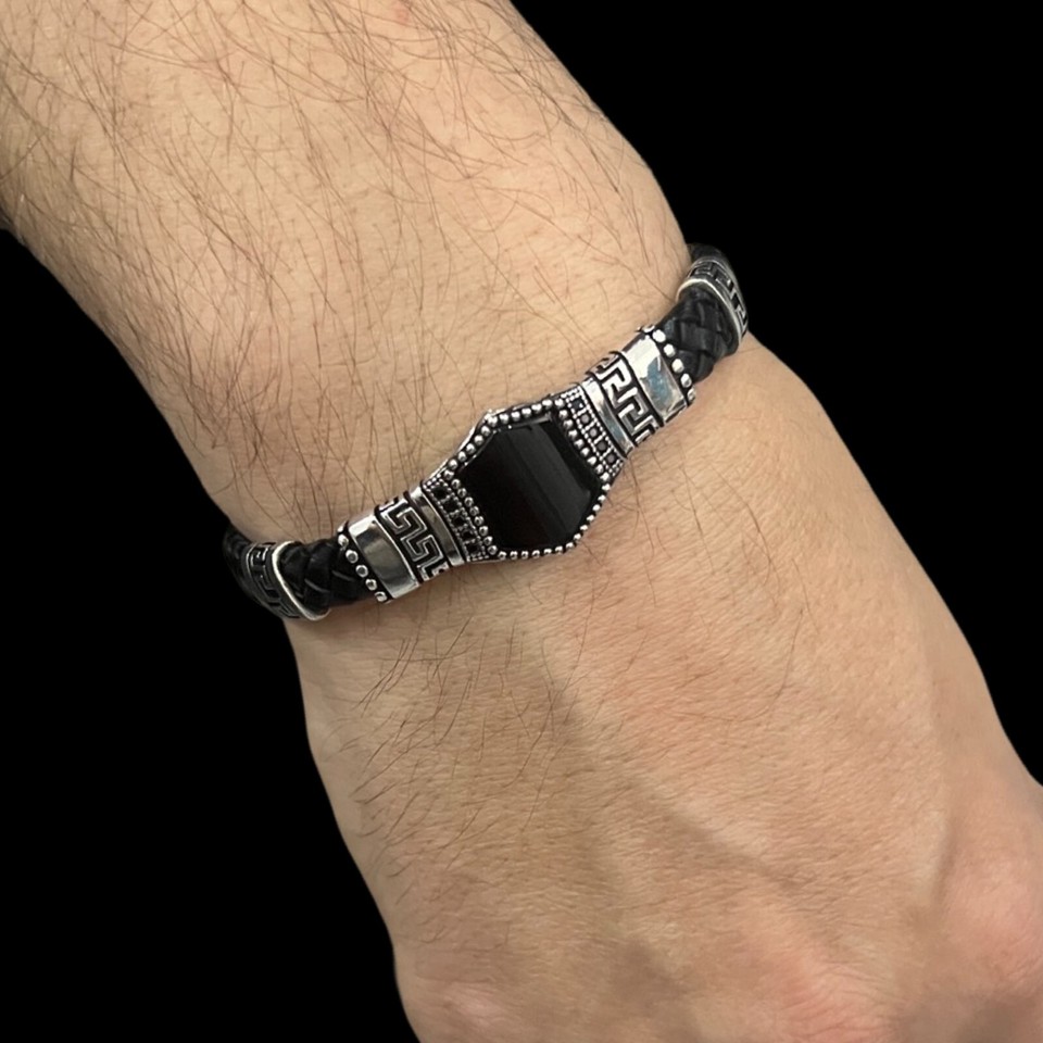 Men's 925 Sterling Silver Cuff Bracelet - 2mm Width With 8.5mm Ball Ends, Hypoallergenic & Stackable