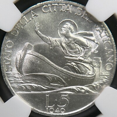 1940 VATICAN CITY 5 Lire Silver - NGC MS63 - PIUS XII | eBay