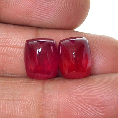SBI Gems Paar Lose Ruby Cabochon Cushion Sugar Loaf 11x9 mm GF