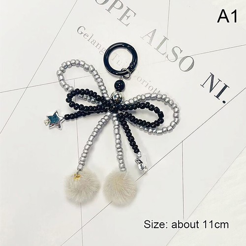 Pink Bow Beaded Mobile Phone Lanyard Sweet Bow Keychain Pendant S❤B - Picture 13 of 16