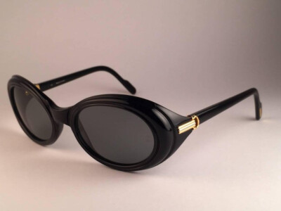 Cartier サングラス ブラック CARTIER FRISSON EBONY BLACK 8K GOLD PLATED ACCENTS 1990 SUNGLASSES