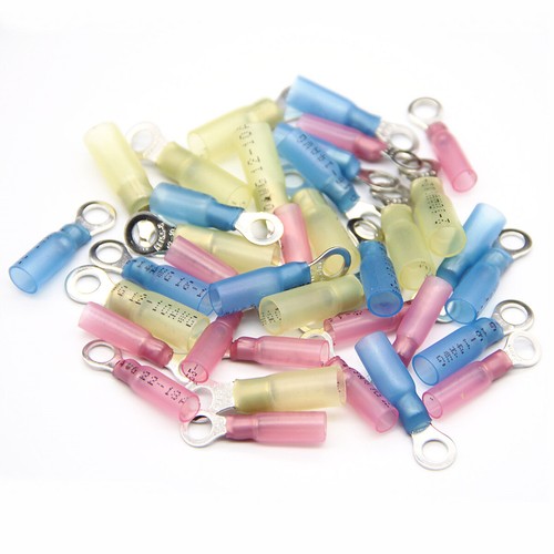 120Pcs Heat Shrink Waterproof M5 Ring Eyelet Connectors Crimp Terminals 22-10AWG - Picture 2 of 9