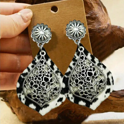 Western - Cowhide Teardrop Earrings