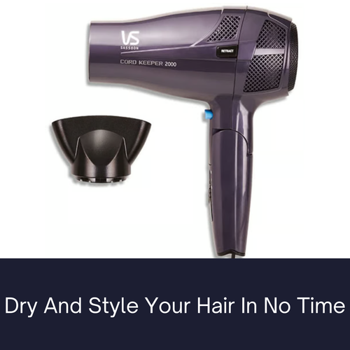 VS Sassoon Hair Dryer with Retractable Cord Foldable Handle Grip Ionic Ceramic - Picture 6 of 13