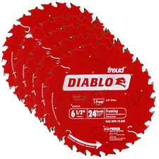 5-Pack Freud D0624A Diablo 6-1/2-inch 24T ATB Perma-Shield Framing Saw Blades