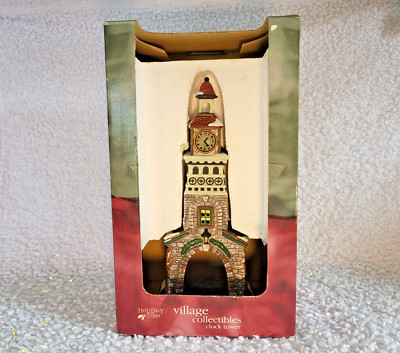 Holiday Time Christmas Village Collectibles Porcelain Clock Tower