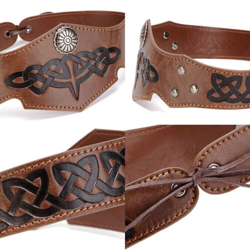 Unisex Mittelalter Kreis Stirnband Cosplay PU Leder Krone Krieger Kopf Ring - Bild 11 von 14