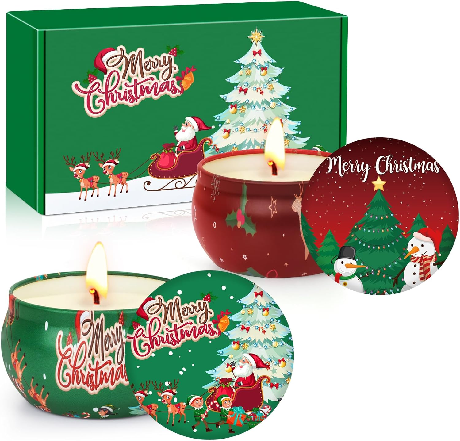 Christmas Candles - Scented Candle Gift Set for Women, 2 Packs 2.5 Oz Candles fo