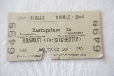 1958 Basingstoke to Bramley British Rail Railway Ticket 