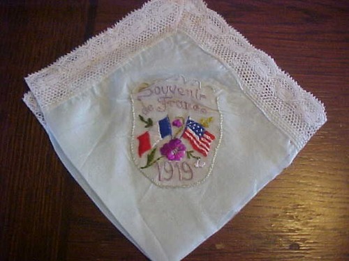 1919 Souvenir of France Handkerchief Silk