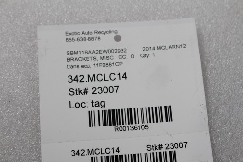 Mclaren MP4-12C, Transmission ECU Bracket, Used, P/N 11F0881CP - Picture 5 of 5