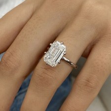 5Ct Emerald Cut Lab Grown Diamond Solitaire EF/VS Wedding Gift Ring 950 Platinum