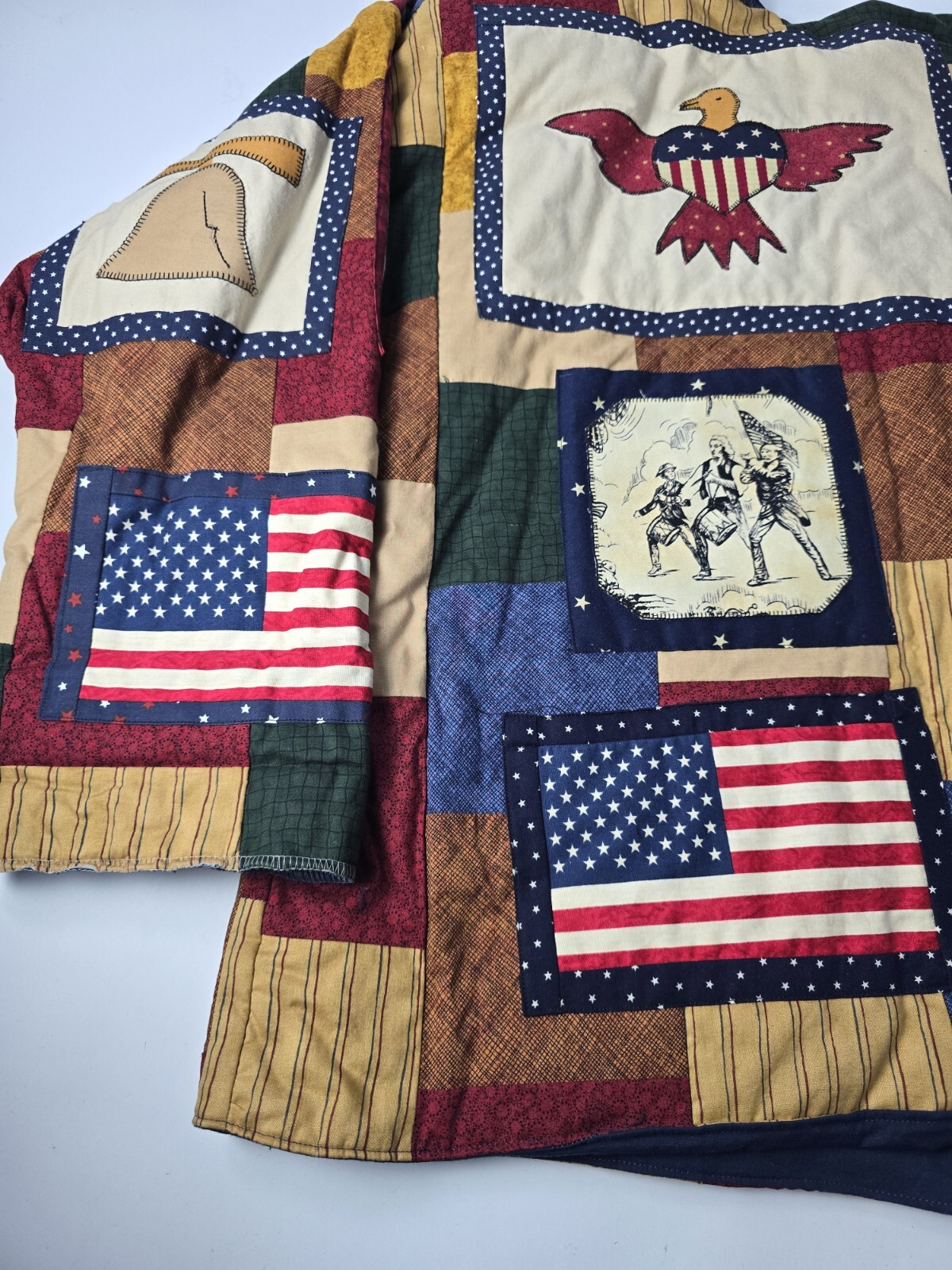 Vintage Quilted Patchwork Chore Jacket XL Red/Whi… - image 14