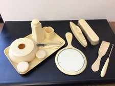 Vintage Ivory Pyralin Vanity Dresser Set 14 Pieces