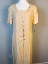 Vintage 2 Pc Size 10 Maxi Dress  Maxi Button Front Vest Lemon Yellow USA 1990's