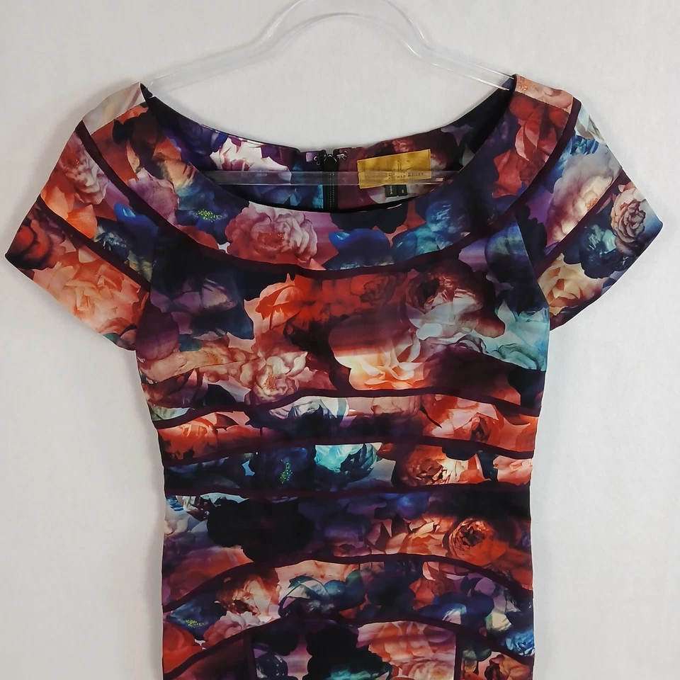 Vestido Vaina Nicole Miller Karina Estampado Rosa Oxidado Talla 8 Multicolor Floral Foto 3 de 4