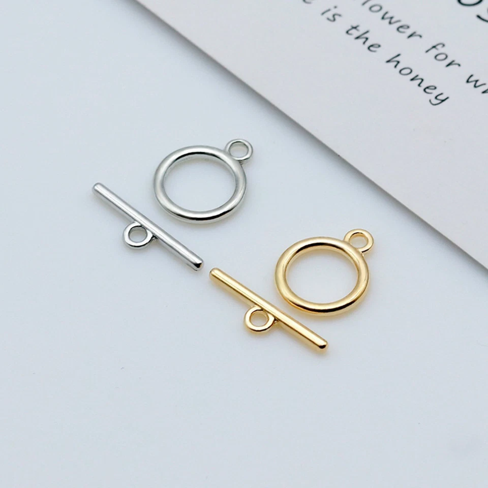 20 sets Smooth Round Toggle Clasps TBar Clasps Necklace Bracelet DIY For Jewelry - Image 2 of 4