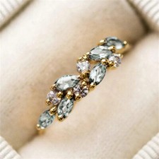 Elegant Women Rings Wedding Jewelry Yellow Gold Plated Cubic Zirconia Size 6-10