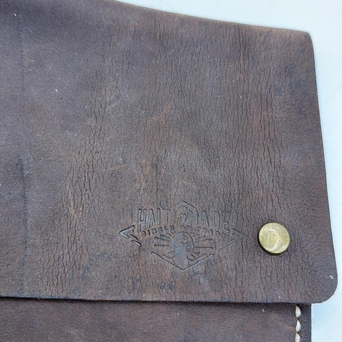 Haiti Made Brown Leather Mens Messenger Portfolio Document Majik Laptop Sleeve - Afbeelding 5 van 15