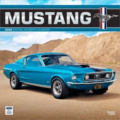 BROWNTROUT Ford Mustang OFFICIAL | 2026 12x24" Square Wall Calendar | Plastic-Free