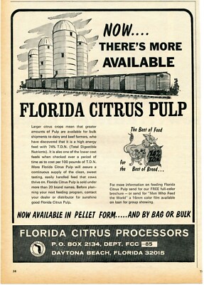 1971 Print Ad of Florida Citrus Processors Cattle Cow Feed Pulp