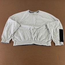 Hurley Women's Size Small Gray Fleece Elastic Hem Crew Neck Pullover Sweatshirt