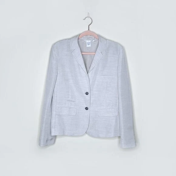 dvf diane von furstenberg grey linen blend school boy blazer