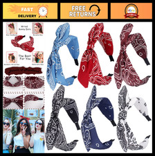 6pcs Paisley Bow Headbands with Removable Ears - Turban  Top Knot Styles for Wo
