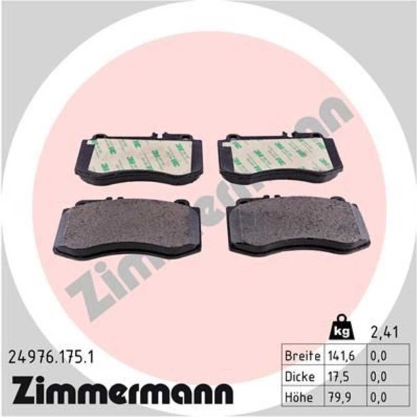 Zimmermann BremsbeläGe Bremsbelegsatz Vorne FüR Mercedes-Benz E-Klasse-image