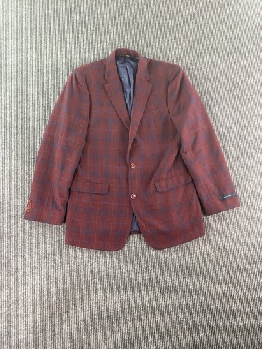Tommy Hilfiger Sport Mantel 40 L Rot Wolle Windowpane Luxus Designer Premium Ethan