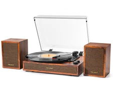 Vinyl Record Player with External Speakers, 3 Speed Vintage Stereo Turntable ...