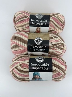 Loops & Threads Impeccable Yarn Lot 3 Pink Brown Cream Variegated-Free Ship!