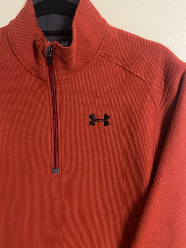 Under Armour Cold Gear Viertelreißverschluss Waffelstoff Herren Farbe Large orange/rot - Bild 2 von 7