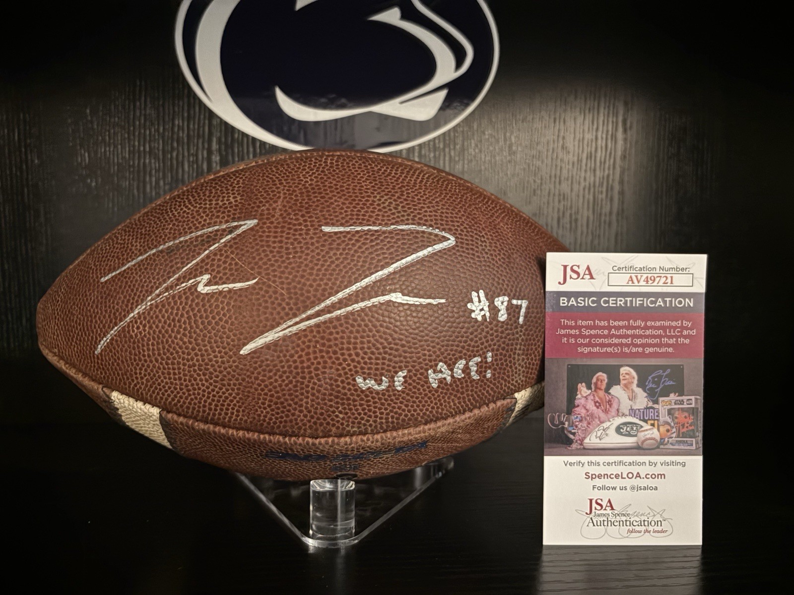 Pat Freiermuth Autographed Signed Penn State Nittany Lions Penn State Game Ball JSA Nittany Lions Game Used Steelers 