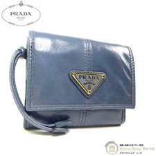 Prada (PRADA) Soft Lux Leather Metal Logo Com...