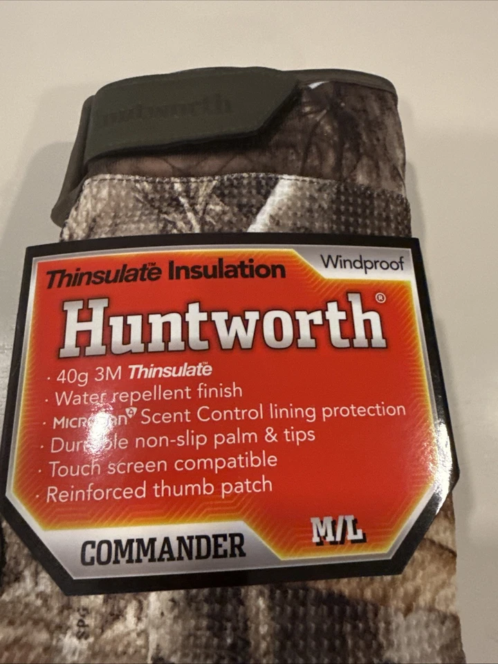 Huntworth Commander Realtree Edge M/L Insulated Hunting Gloves Windproof - Image 2 of 4