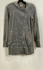 Vintage Y2K Juicy Couture Women's Gray Velour Moto Zip Hoodie Jacket Size M