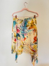 Vintage women's artistic silk multicolor skirt size 10