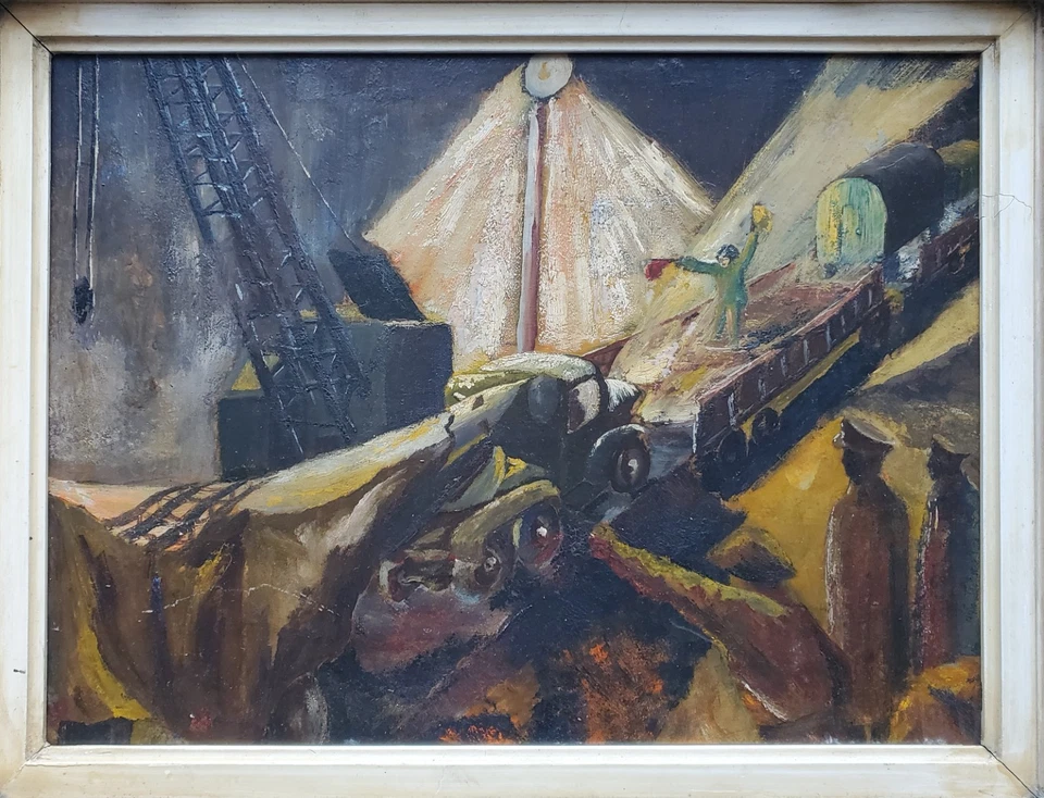 Gemälde Mischtechnik Öl Tempera Zug Nacht Ludwig Eichhof - Bild 2 von 4