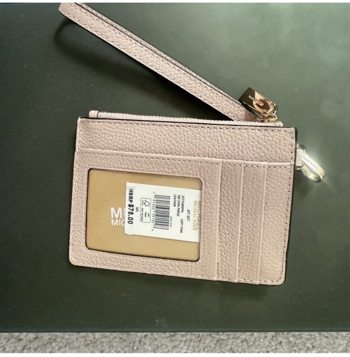 Michael Kors Pink Wristlet Wallet with ID Window, Zipper, Credit