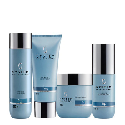 System Professional Hydrate Set Shampoo + Conditioner + Maske + Quenching Mist.