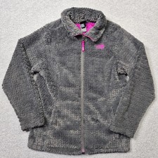 The North Face Girls XL Reversible Fleece Jacket Gray Pink Full Zip Warm Winter