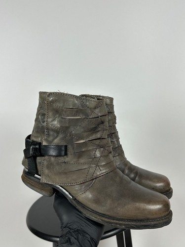 Women's A.S.98. Airstep Gray Leather Biker Ankle Buckle Strap Boots Size 41 EUR - Picture 3 of 24