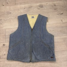 Vintage 60  s Duxbak Aircel Sherpa Lined Talon Zipper Mens Denim Vest