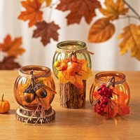 Teelichthalter Glas 3Er Set Herbstdeko Tisch Windlicht FüR Innenraum 3 StüCk