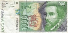 Spain  1000  Pesetas  Madrid , 12.10.1992  Series  5 W  Circulated Banknote GG 6