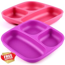 GET FRESH Kids Divided Plates Set 2-pack Melamine-Free 3 Compartment Plates...